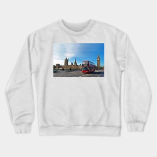 Red Bus Westminster Bridge Houses of Parliament Crewneck Sweatshirt